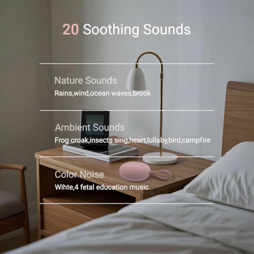 Image of Portable Baby Sound Machine [White Noise for Babies Kids Adults][Timer Function][20 Soothing Sounds] 15 Hours Battery Life, Travel,Registry Gift,Shower,Clips on Baby Stroller.Pink