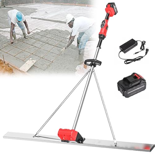 YLANMEI Outil de Finition de béton, Moteur de Vibration de Finition de Ciment de Chape électrique sans Fil avec Plaque en Acier Inoxydable de 1,5 m pour Le Travail du béton, 1 Batterie