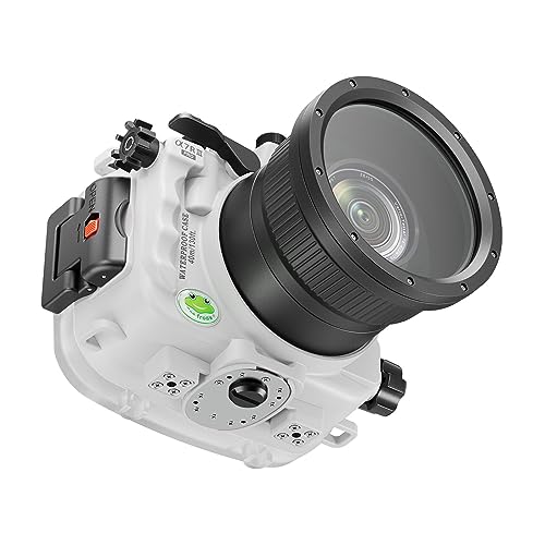 Image of Professional Waterproof Camera Housing Case Compatible with Sony A7iii A7riii, 40M /130FT Depth Underwater Protection (White, Standard Port)