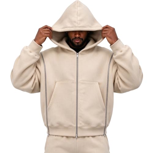 Mens Zip Up Hoodie Oversized Light Fall Jackets Fleece Sweatshirt 2026 - image 1