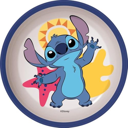 Image of Stitch Two-Tone Reusable Kids Bowl with Non-Slip Base, Blue
