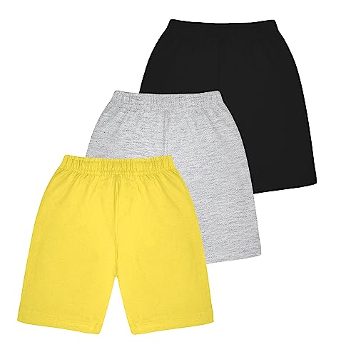 Image of KYDA KIDS Cotton Printed Pocket Bow Shorts for Girls - Regular Fit Girls Shorts with Elastic Waist Multicolored (Pack of 3)