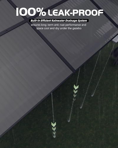 12' x 16' Permanent Hardtop Gazebo - Heavy Duty Aluminum Frame with Double Roof, Includes Curtains & Netting for Patio/Backyard/Garden (All-Weather) - Image 2