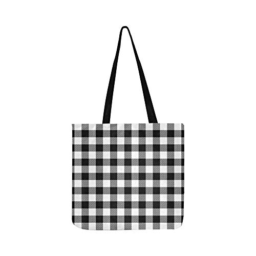 Lumberjack Plaid Black White Canvas Tote Handbag Shoulder Bag Crossbody Bags Purses For Men And Women Shopping Tote