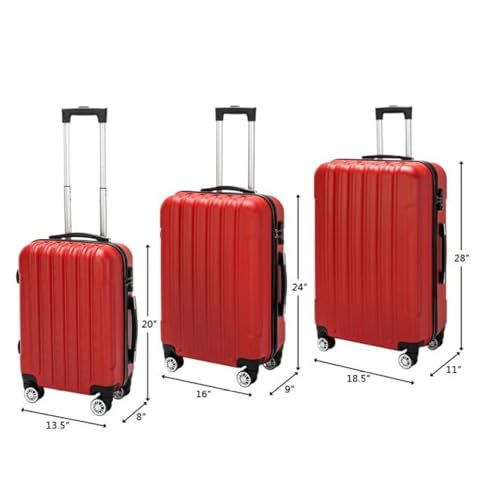 3-in-1 Suitcase Luggage Set - Large Capacity Spinner Wheels - Red Travel Case for Women Men - Carry On & Checked Baggage4