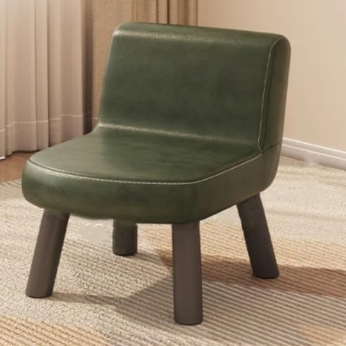GeFSDOU Taburete cambiador de zapatos de madera maciza de cuero pequeño de color nogal para sala de estar, entrada, baño, dormitorio, cocina