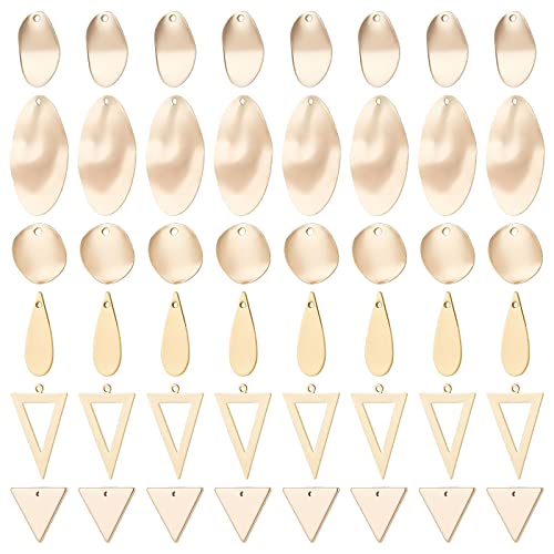 Beebeecraft 48Pcs/Box 6 Style Brass Pendants Charms 18K Gold Plated Brass Oval Teardrop Triangle Diy Dangle Earring Making Kits For Bracelet Necklace Jewelry Making #TOP29