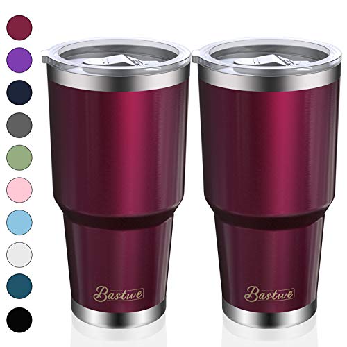 2 Pack 30oz Vacuum Insulated Tumblers, Bastwe Double Wall Stainless Steel Travel Mug