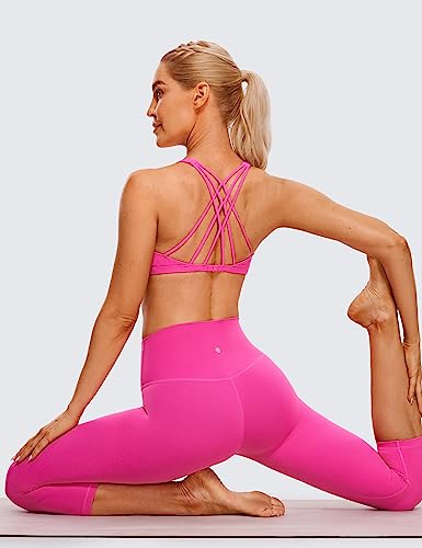 Image of CRZ YOGA Naked Feeling Criss-Cross Sports Bra | Light Support, Removable Pads, Yoga, Sleek, Strappy Back, Scoop Neck, for Women