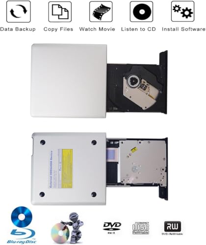 Image of Aluminum External USB 3.0 and USB C UHD 4K Blu-Ray Writer BD-RE BD Burner Blu-ray DVD CD Super-Muti Drive for PC Laptop iMac and Mac