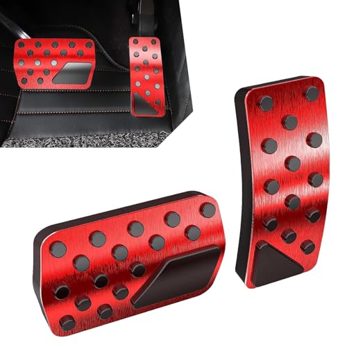 Sumjig 2 PCS Car Accelerator Brake Pedal Kit, Alloy Punch-Free Design Wear-Resistant Anti-Slip Decorative Modification Pedal Cover, Replacement Accessories, Compatible with Jeep Grand Cherokee (Red)
