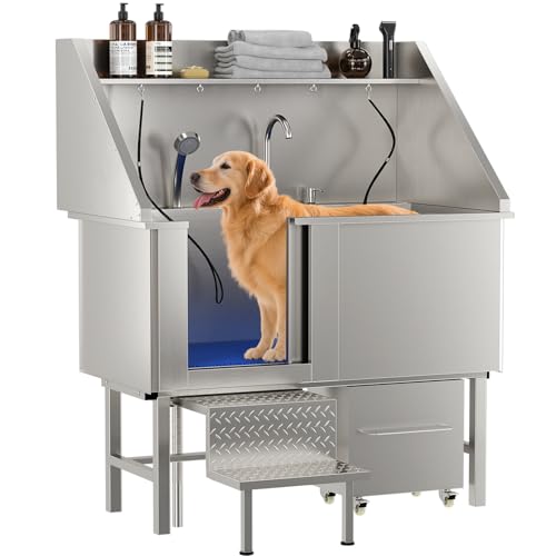 LOVMOR 50" Dog Washing Station, 304 Stainless Steel Pet Grooming
