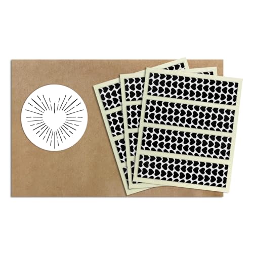 2” x .5” Rectangle Unique Heart Pattern Match Striker Stickers – 12 pieces | Charcoal Match Strike Paper with Adhesive Pre-Cut in Rectangles for Easy Match Lighting | Also Available in Stripes, Dots,