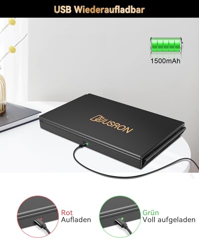 JUSRON 360 Grad Spiegel mit Licht, Klappspiegel 3 Teilig Haare Selbst Schneiden, Höhenverstellbarer&Wiederaufladbarer Kosmetikspiegel Rasierspiegel Friseurspiegel für Makeup Rasieren Frisieren 3