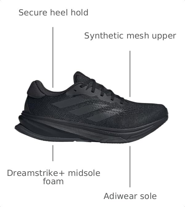 Image of adidas, Supernova Rise Running Shoe - Men's, Core Black /Core Black /Shadow Red, 7.0
