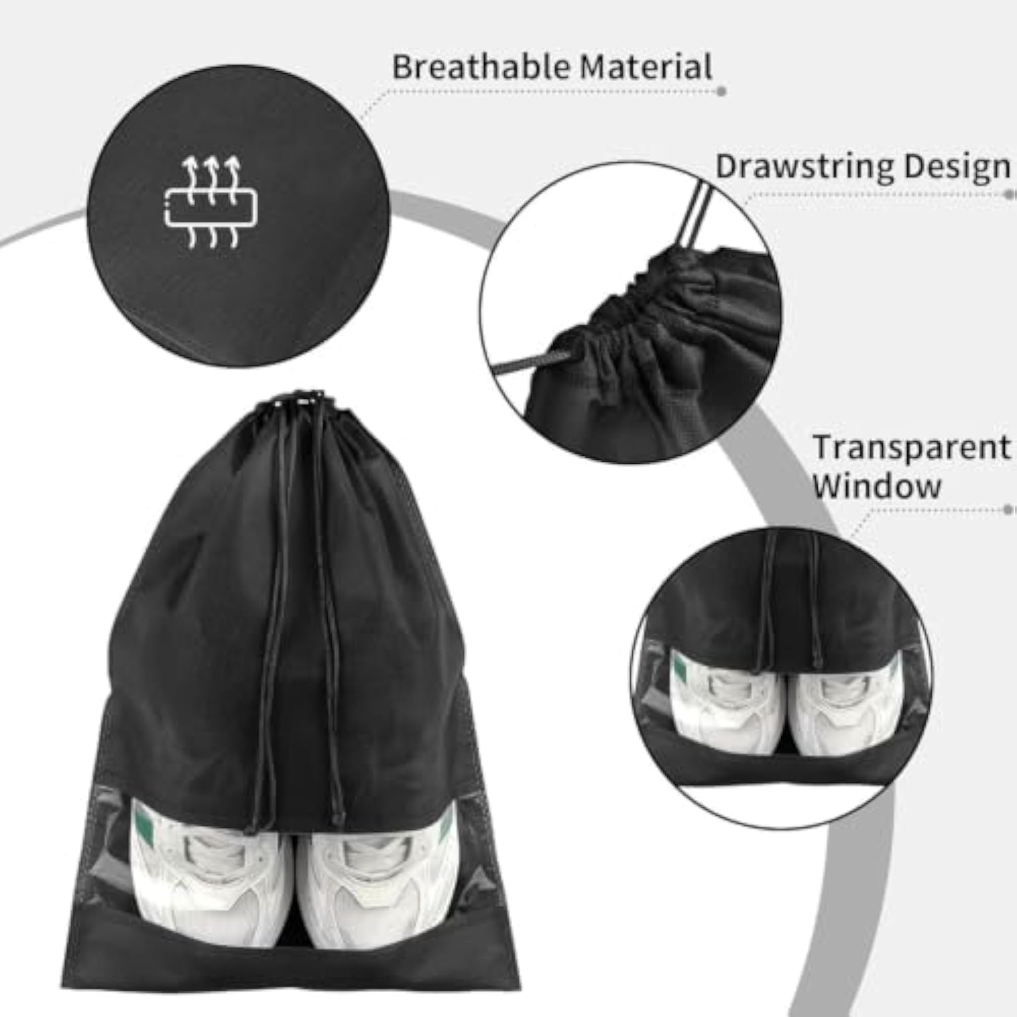 Shoe Bags for Storage, Reusable Drawstring Organizer