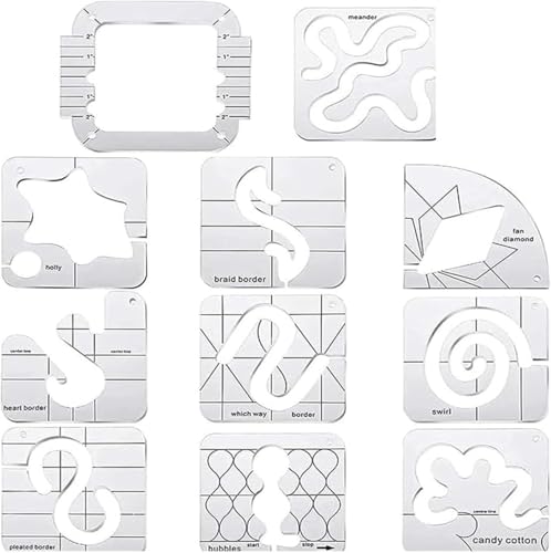 Free-Motion Garment Ruler Set (11 PCS)? Foot Attachment, Quilting Supplies Templates for Sewing Machine, High Shank Ruler Foot, Non-Slip Grips, for DIY Tool On Sewing Machine Rulers (11PCS)