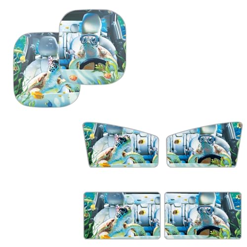 Image of Driving Turtle 6 Pack Car Windshield Sun Shade for Kids Side Window Curtain Protector Reflect UV Sun and Heat Easy Installation for Most Sedan Automotive Interior Accessories