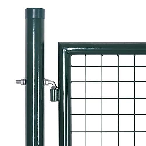 HUAKEHOM Gartentor Doppeltor Zauntür Tor Garten Zaun Pforte Verzinkter Stahl Gartentür Zauntor Hoftor Maschendrahtzaun 289x75 cm / 306x125 cm
