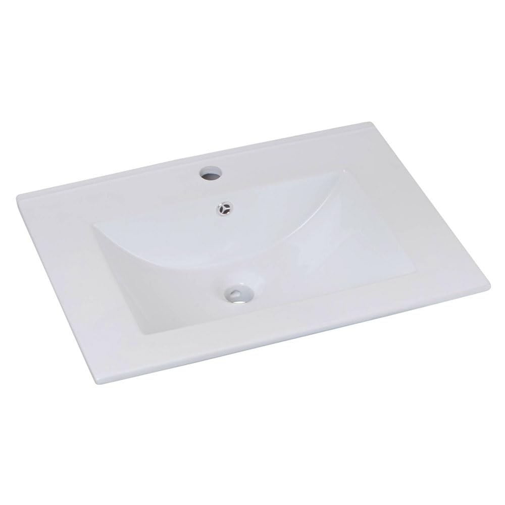 Lavabo De Porcelana Para Baño rectangular 61 cm x 46 cm VAN acabado blanco brillo fabricado en porcelana