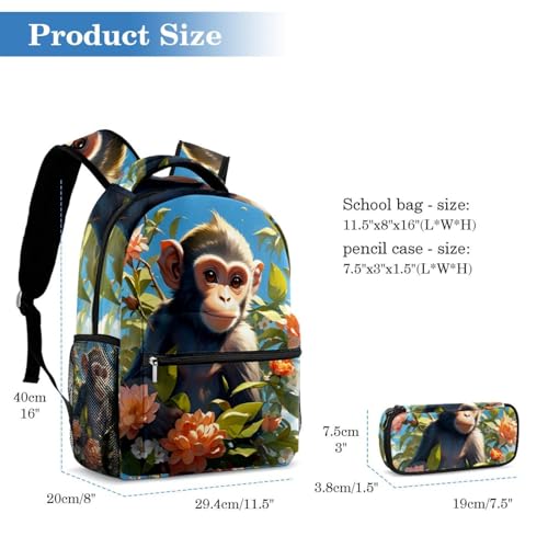 Sac à dos daypack multicolore avec trousse pour étudiants