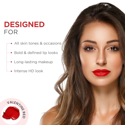 Image of Oshea Colors HD Matte Finish & Highly Pigmented Long Lasting Creamy Lipstick | Lightweight Formula Enriched with Castor Oil, Shea Butter & Jojoba Seed Oil | Free from Paraben - (Valentine Red 03) 1.2g