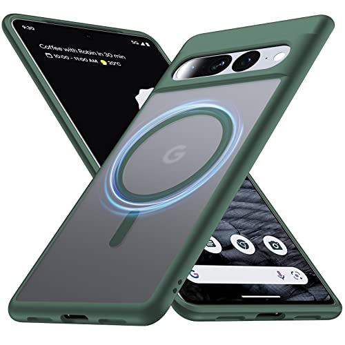 Image of [NO.1 Magnetic for Google Pixel 7 Pro Case with MagSafe | [Military Grade Drop Tested][Translucent Matte][Anti-Fingerprint] Soft Silicone Bumper for Pixel 7 Pro Phone Case Slim,Green