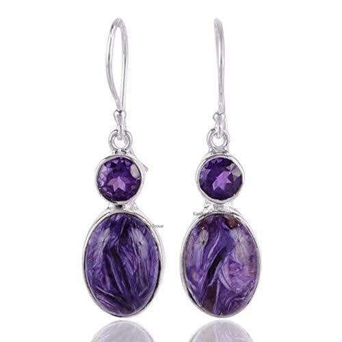 Created Charoite, Amethyst 925 Sterling...