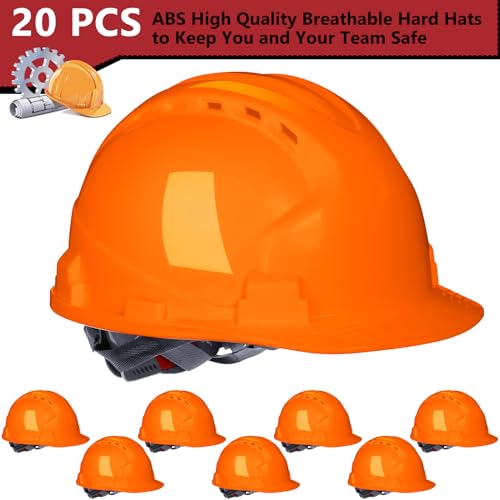 Image of Leumoi 20 Pack Hard Hat Bulk 4-Point ABS Safety Helmets Adjustable