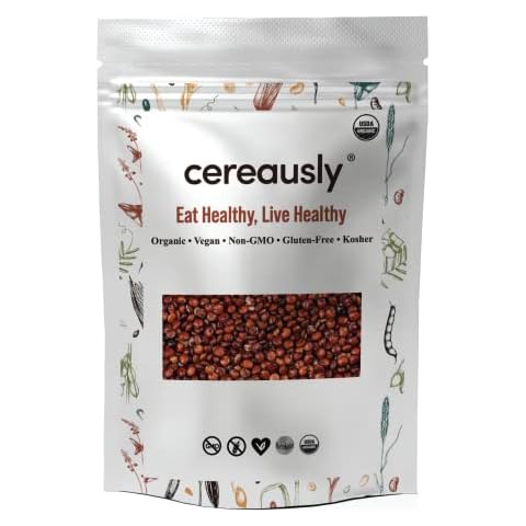 CEREAUSLY Organic Red Quinoa – Premium Royal Quinoa from Bolivia – Kosher and Non-GMO Quinoa Bulk – Vegan and Gluten-Fee Cooking Quinoa – 4 LB Cover