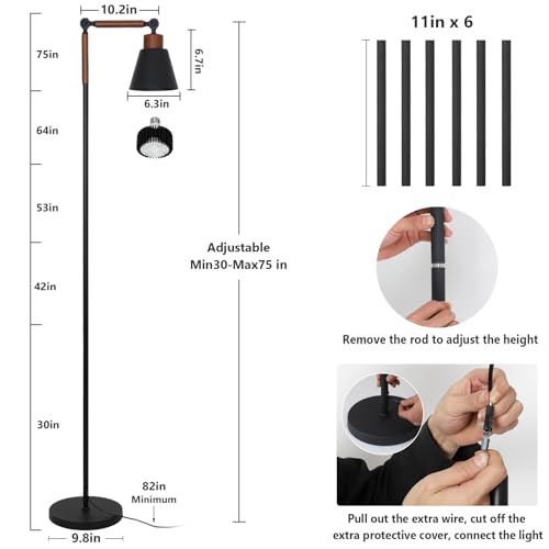 Image of HMVPL Grow Lights for Indoor Plants Full Spectrum, Plant Lights for Indoor Growing with 20W COB Grow Light Blub, 4 /8 /12H Timer, Standing Tall Grow Lamp for Middle Large Plants(75'', Height Adjustable)