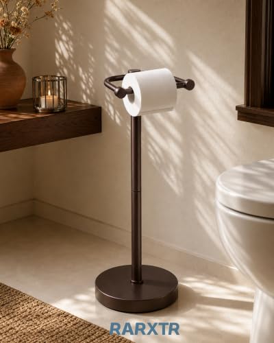 Image of RARXTR Toilet Paper Holder Stand with Heavy Stable Base No Tipping Bronze