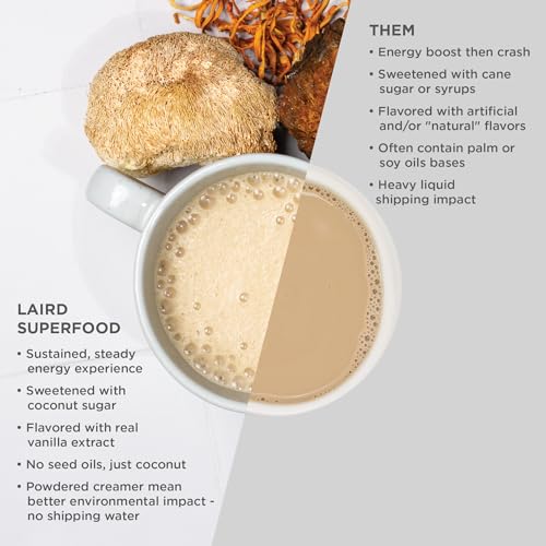 Image of Laird Superfood Non-Dairy Coconut Powder Creamer - Sweet & Creamy + Adaptogens - Superfood Creamer with Functional Mushrooms - Non-GMO, Vegan, 8 oz. Bag, Pack of 1