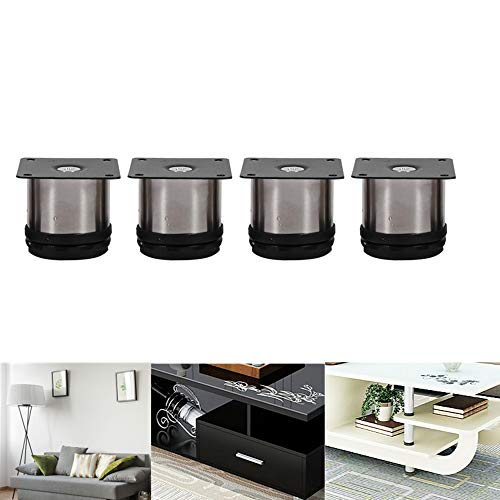 4 patas regulables de sofá, Altura Ajustable de Acero Inoxidable Pies de los Muebles de Las Piernas goma, patas de gabinete, soporte redondo, para sillón