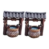 FUNOMOCYA 2 Uds Decoraciones De Pozos Antiguos Adorno De Deseos Accesorio De Jardín Adorno De Paisaje Modelos Simulados Suculentas Adornan Escena Decoración Prop Tanque Decoración De Hadas