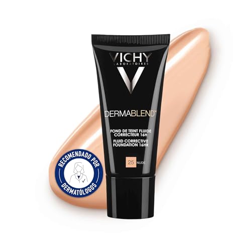 Cosméticos, Beauty Vichy Dermablend Base de maquillaje fluida, tono 25 de alta cobertura con FPS 28, para todo tipo de piel.