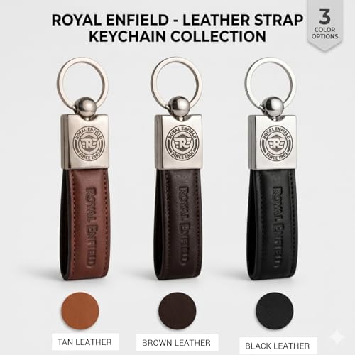 Image of Leather Strap Keychain, Embossed Logo Design, Durable Premium Key Ring for Bike Lovers & Gift Use