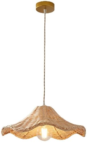 Swemopp Floral Woven Pendant Light Kitchen Island Flower Shaped Rattan Chandelier Rustic Wicker Ceiling Hanging Lamp Nordic Modern Coastal Chandelier cover