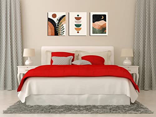 Orange Minimalist Boho Wall Art Geometry Neutral Abstract Art Modern 3 Pieces Stretched and Framed Artwork HD Pictures Canvas Prints Wall Art for Bedroom Office Home Bathroom Wall Decor 12"x16"x3 - Image 3