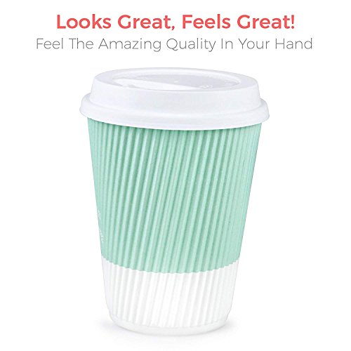 Premium Disposable Coffee Cups With Lids - (90) Durable 12 oz To Go Coffee Cups With Tight Resealable Lids Prevent Leaks! Sturdy, Insulated For Hot Beverages. Will Not Bend With Heat Or Burn Fingers! - Thumbnail 6
