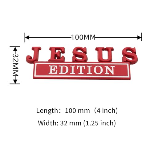 Image of 1pc 3D Raised Letter Jesus Edition Emblem Car Decal - Metal Sticker for Vehicles, Trucks, Motorcycles, SUV - Door Tailgate Bumper Badge Auto Decoration (red and White)