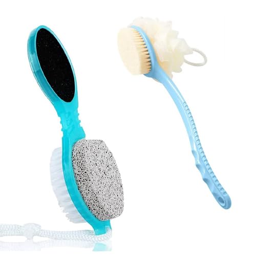 Red Champion 3-in-1 Long Handle Bath Brush with Pumice Stone, Soft Scrubber, and Loofah for Exfoliating Shower-picture-13