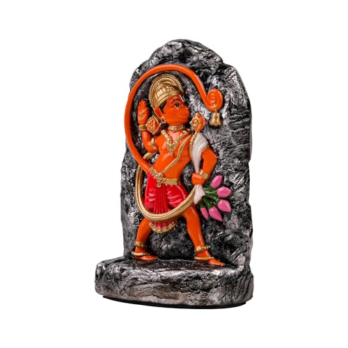 Image of Artarium Kesari Nandan Hanuman Idol for Home Temple (6 Inch), Resin Veer Hanuman Murti with Blessing Hand, Hindu God Statue for Pooja Room, Office Desk & Home Decor
