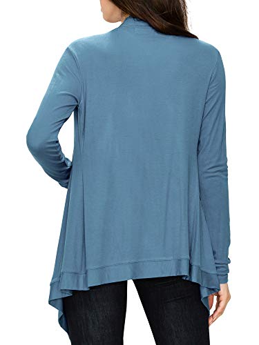 Image of Lock and Love Women's Draped Front Open Asymmetrical Cardigan - Casual Long Sleeve Lightweight Duster