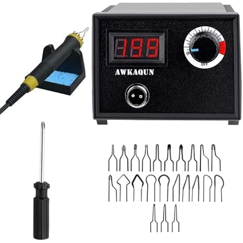 Professional Wood Burning Kit, 60W Digital Adjustable Pyrography Tool Kits, Temperature Adjustable 0-730°C with 23pcs Pyrography Wire Tips for Beginner and Adults Temperature Display (60W) Cover