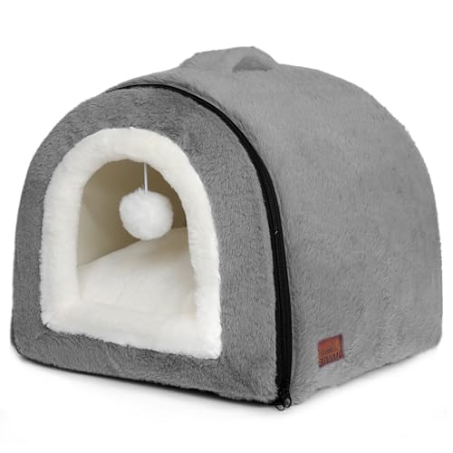 OMIVIER Lit pour chat d'intérieur - Niche pliable - Fond antidérapant et résistant à l'eau - Maison pour chats ou petits chiens d'intérieur - Tente pour...