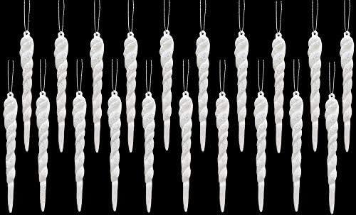 Christmas Concepts® 12cm Glitter Icicle Decorations Christmas Tree Trims (WHITE, 10)