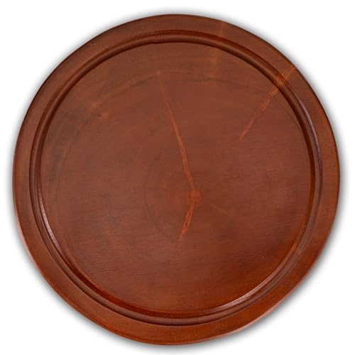 Decorasian Rundes Schneidebrett Acajen Holz Massivholz Küchenbrett mit Saftrille - Servierbrett Antibakteriell & Schnittfest Natur Holzbrett für Pizza Durchmesser 30cm