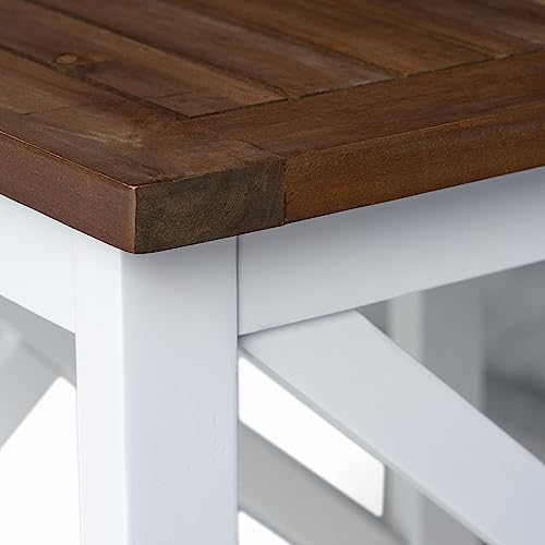 Christopher Knight Home Shammai Indoor Farmhouse Cottage Acacia Wood End Table with White Frame, Pu White / Dark Oak, Pu White / Dark Oak - Image 9
