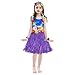 Fortuning's JDS Girl's elastic Hawaiian hula dancer grass skirt with flower costume set -purple Birthday Tropical Party Decorations